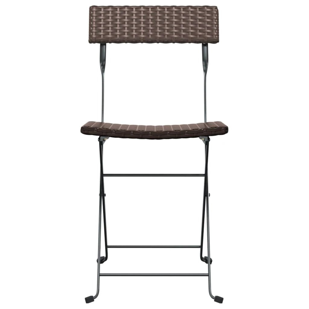 vidaXL Folding Bistro Chairs 2 pcs Black Poly Rattan and Steel - Bistro Sets
