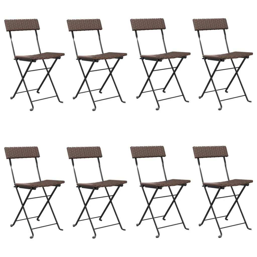 vidaXL Folding Bistro Chairs 2 pcs Black Poly Rattan and Steel - Bistro Sets