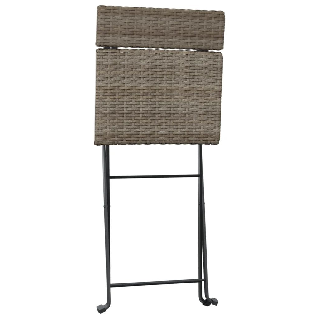 vidaXL Folding Bistro Chairs 2 pcs Black Poly Rattan and Steel - Bistro Sets