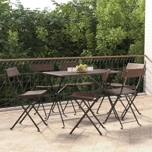 vidaXL Folding Bistro Chairs 2 pcs Black Poly Rattan and Steel by vidaXL