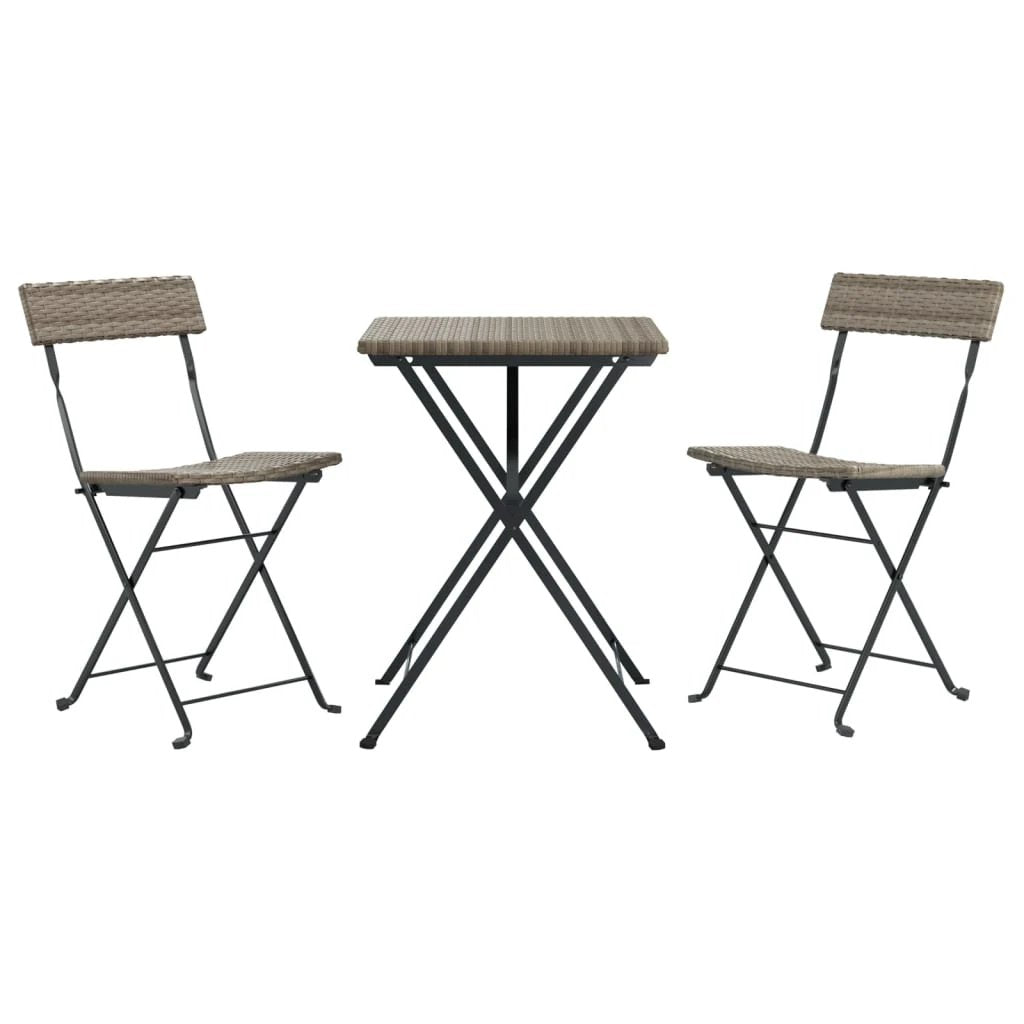 vidaXL 3 Piece Folding Bistro Set Black Poly Rattan by vidaXL