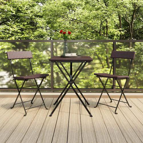 vidaXL vidaXL 3 Piece Folding Bistro Set Black Poly Rattan - Bistro Sets