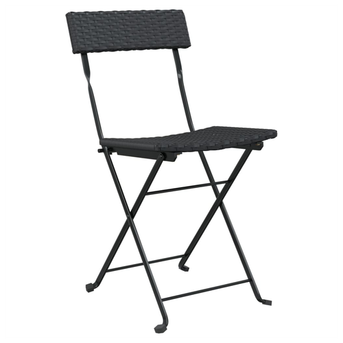 vidaXL vidaXL 3 Piece Folding Bistro Set Black Poly Rattan - Bistro Sets