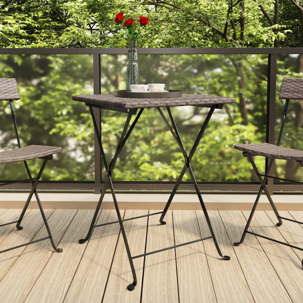 vidaXL vidaXL Folding Bistro Table Black 55x54x71 cm Poly Rattan - Bistro Sets