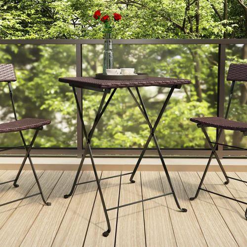 vidaXL vidaXL Folding Bistro Table Black 55x54x71 cm Poly Rattan - Bistro Sets