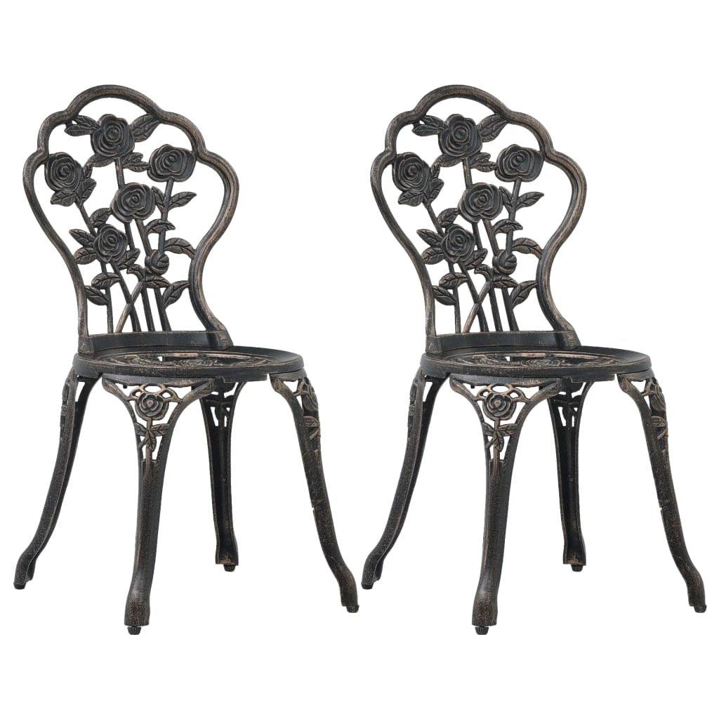 vidaXL Bistro Chairs 2 pcs Bronze Cast Aluminium by vidaXL