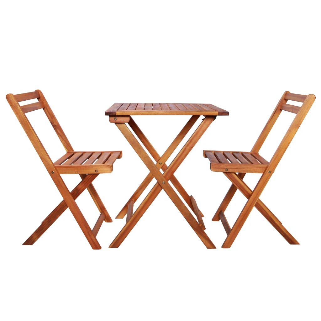 vidaXL 3 Piece Folding Bistro Set Solid Acacia Wood - Bistro Sets