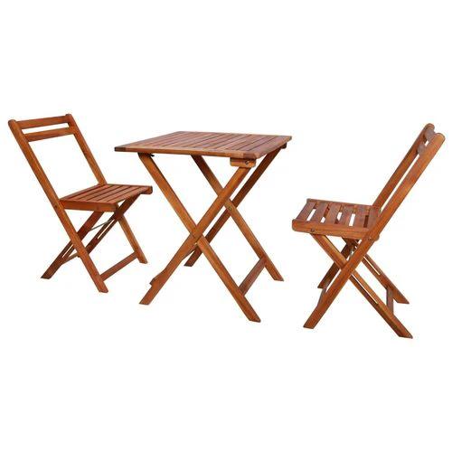 vidaXL 3 Piece Folding Bistro Set Solid Acacia Wood - Bistro Sets