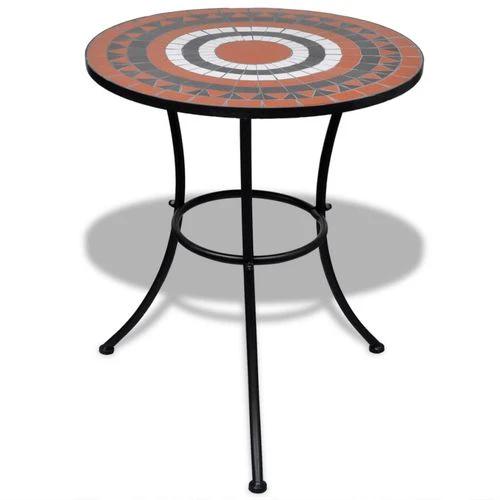 vidaXL 3 Piece Bistro Set Ceramic Tile Terracotta and White - Bistro Sets