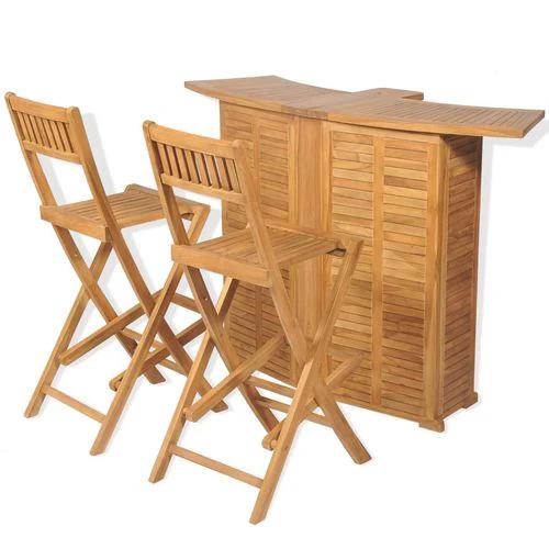 3 Piece Bistro Set with Folding Chairs Solid Teak Wood by vidaXL
