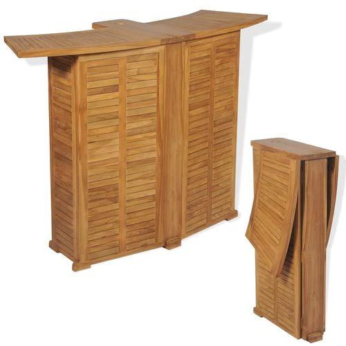 3 Piece Bistro Set with Folding Chairs Solid Teak Wood by vidaXL