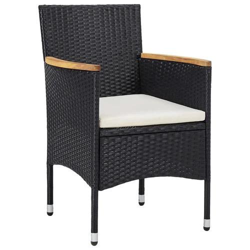 5 Piece Garden Bistro Set Poly Rattan and Tempered Glass Black by vidaXL