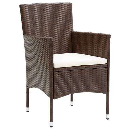 vidaXL 5 Piece Garden Bistro Set Poly Rattan and Tempered Glass Brown - Bistro Sets