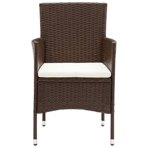 vidaXL 5 Piece Garden Bistro Set Poly Rattan and Tempered Glass Brown - Bistro Sets