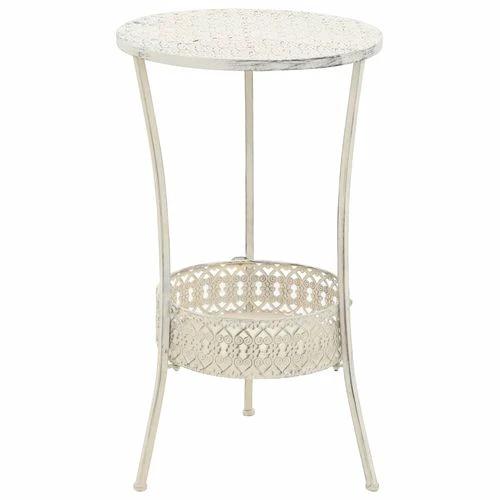 vidaXL Bistro Table Vintage Style Round Metal 40x70 cm White by vidaXL