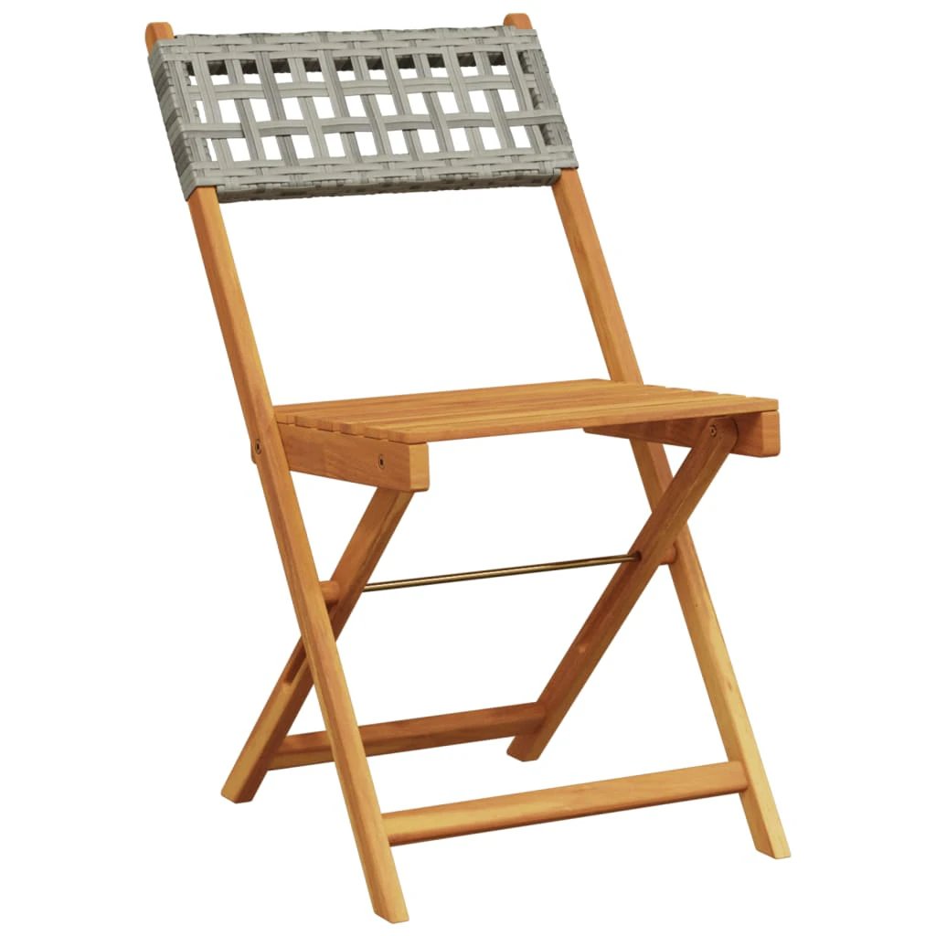 vidaXL Bistro Chairs 2 pcs Black Solid Wood Acacia and Poly Rattan by vidaXL