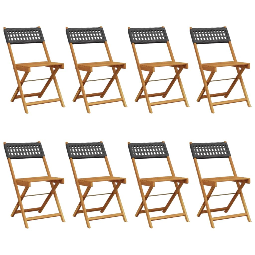 vidaXL Bistro Chairs 2 pcs Black Solid Wood Acacia and Poly Rattan - Bistro Sets