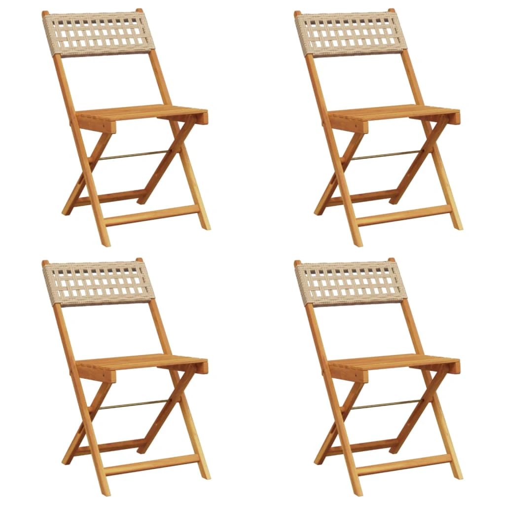 vidaXL Bistro Chairs 2 pcs Black Solid Wood Acacia and Poly Rattan - Bistro Sets