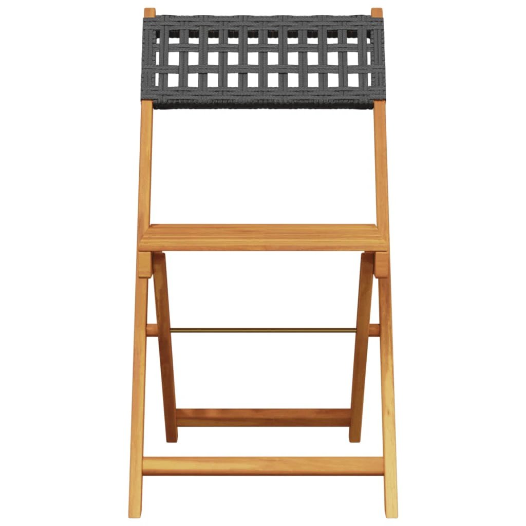 vidaXL Bistro Chairs 2 pcs Black Solid Wood Acacia and Poly Rattan - Bistro Sets
