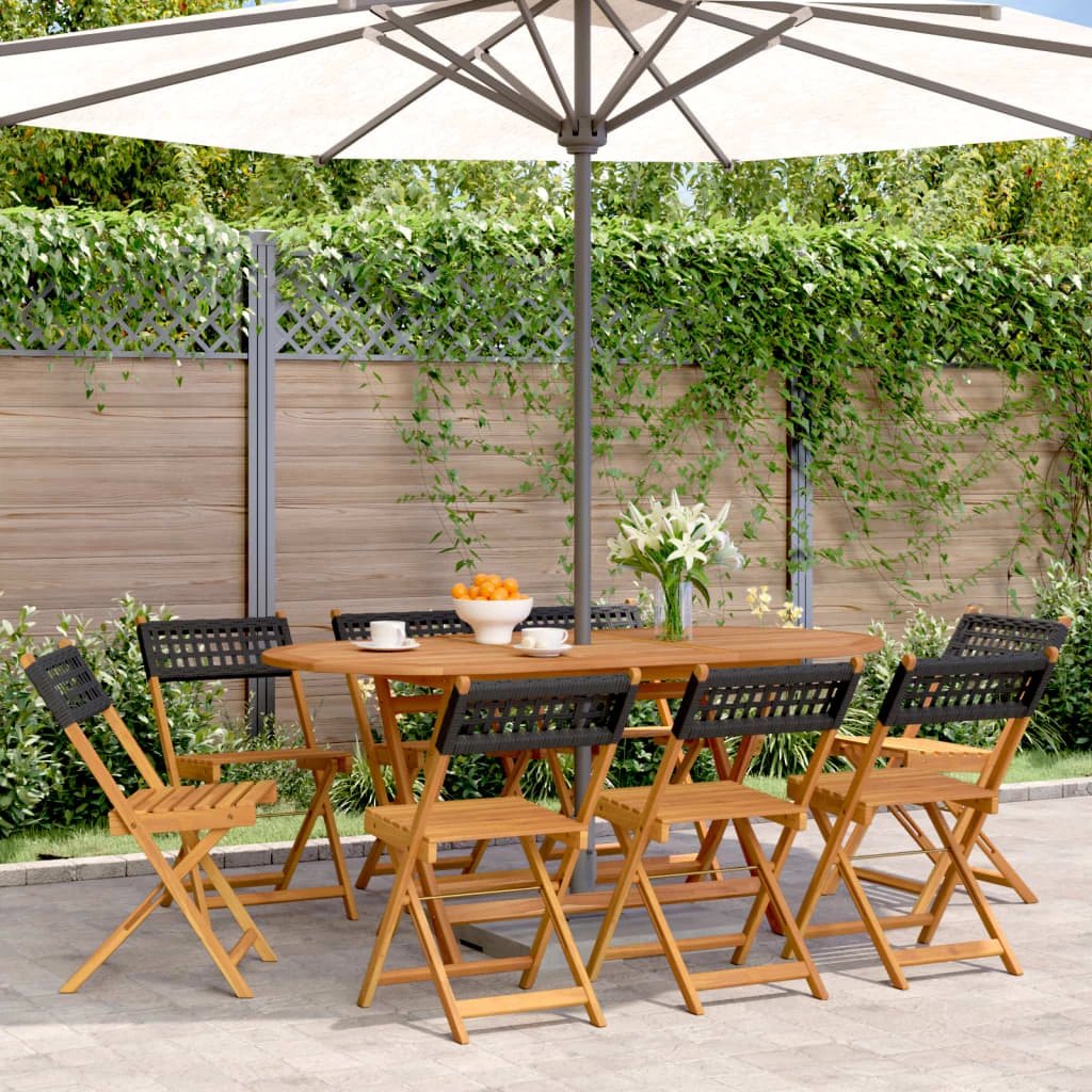 vidaXL Bistro Chairs 2 pcs Black Solid Wood Acacia and Poly Rattan - Bistro Sets