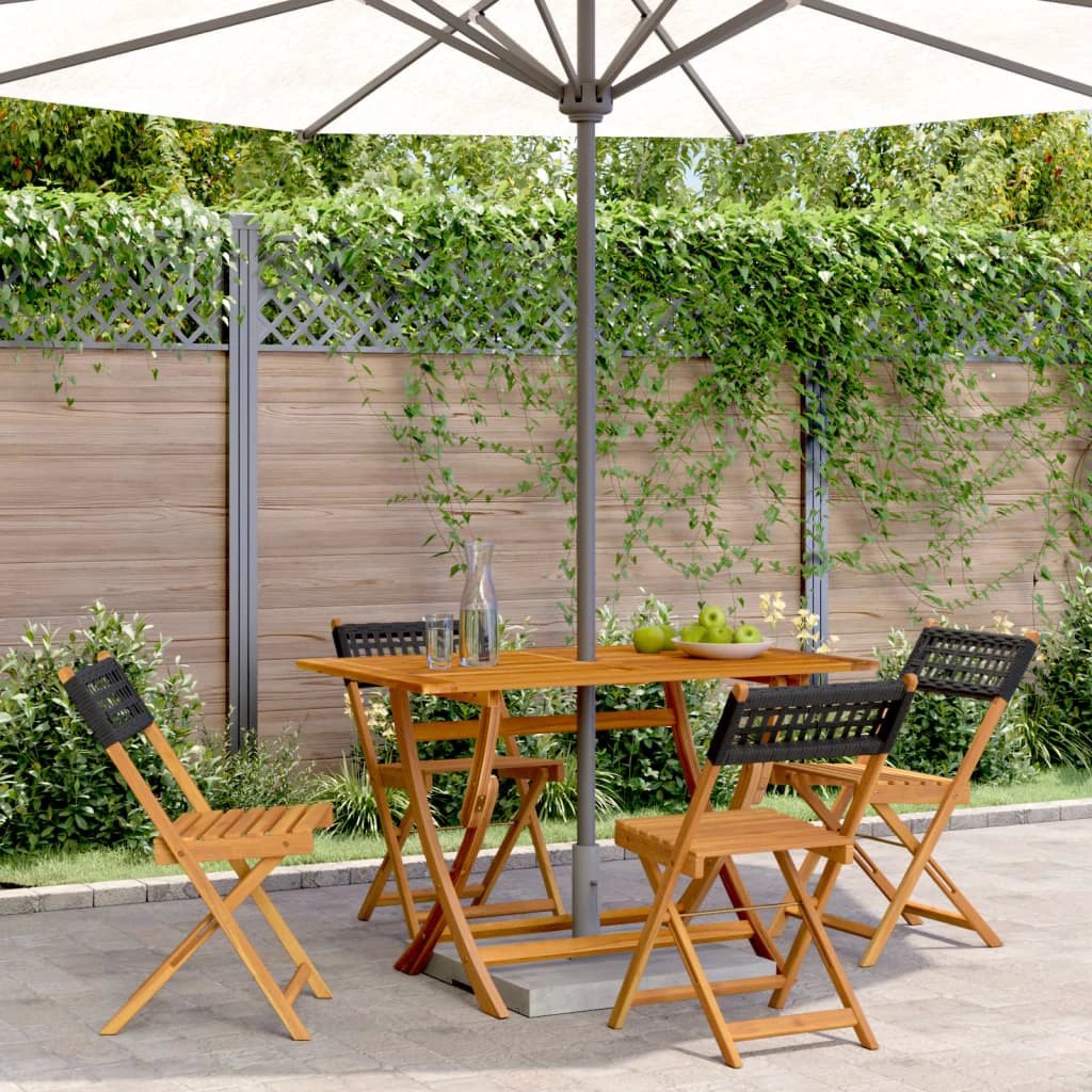 vidaXL Bistro Chairs 2 pcs Black Solid Wood Acacia and Poly Rattan - Bistro Sets
