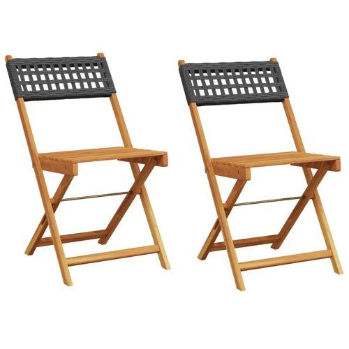 vidaXL Bistro Chairs 2 pcs Black Solid Wood Acacia and Poly Rattan by vidaXL