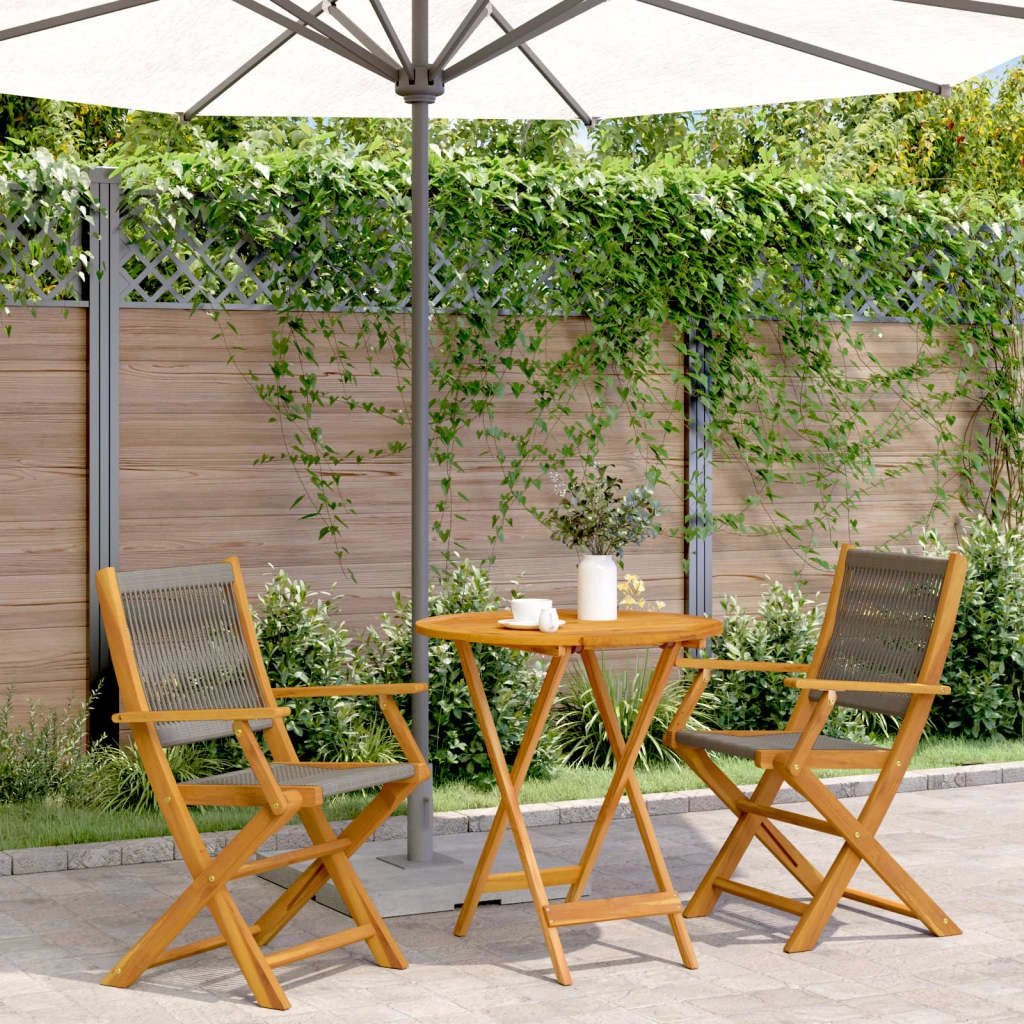 vidaXL 3 Piece Bistro Set Black Polypropylene and Solid Wood by vidaXL