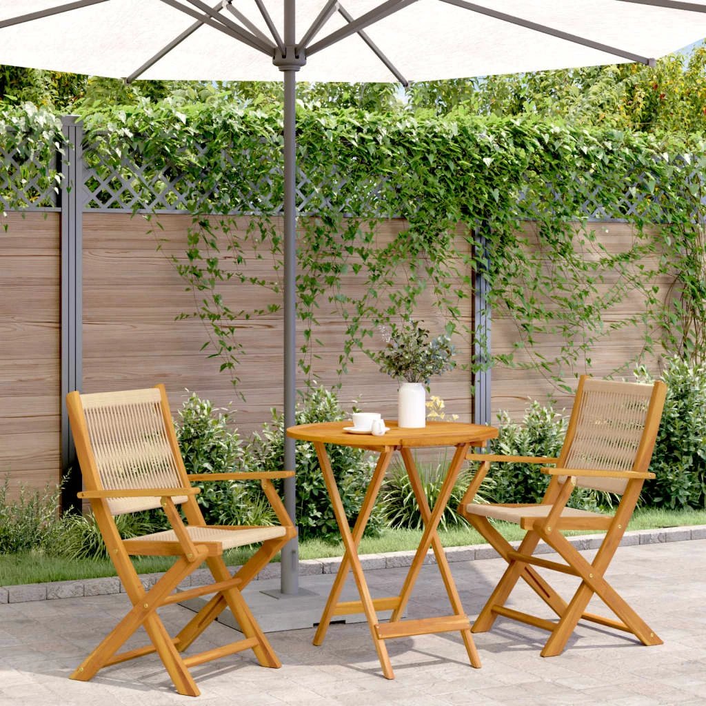 vidaXL 3 Piece Bistro Set Black Polypropylene and Solid Wood by vidaXL
