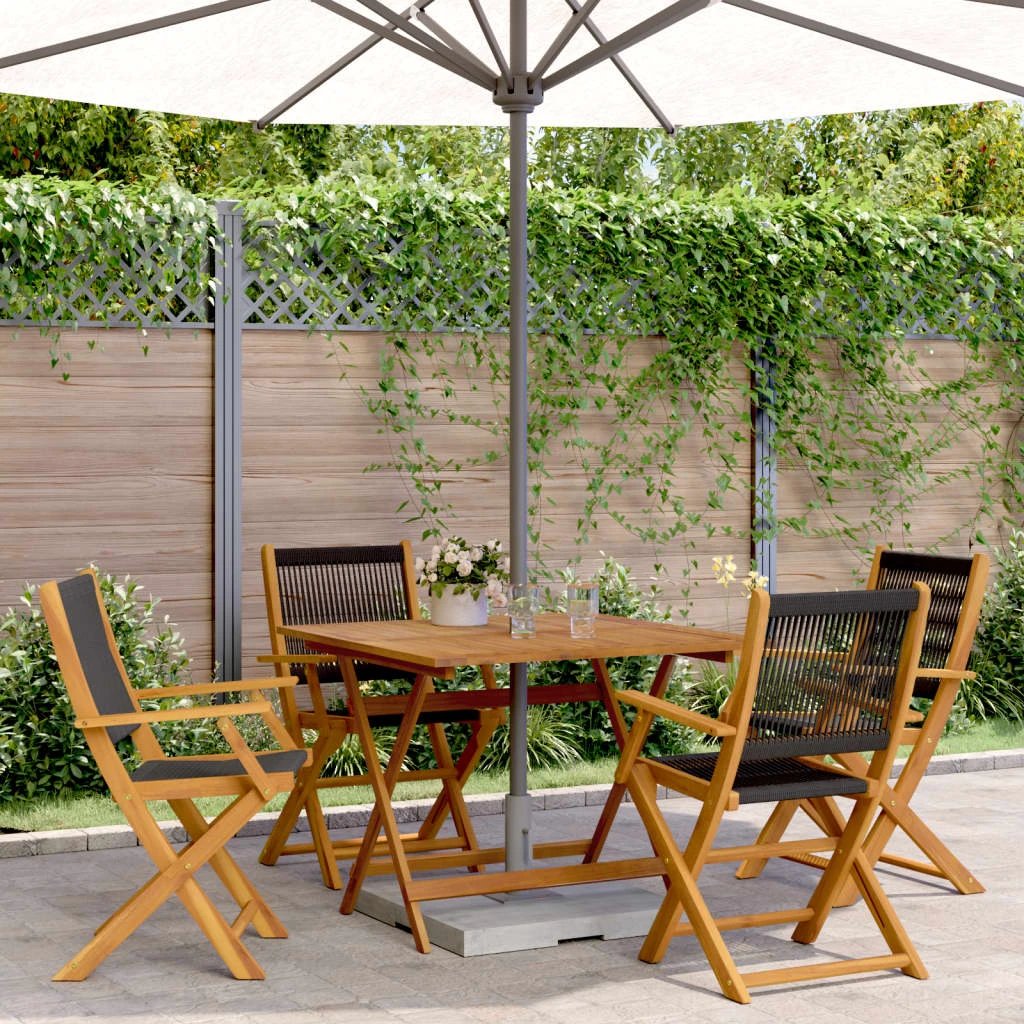 vidaXL 3 Piece Bistro Set Black Polypropylene and Solid Wood by vidaXL