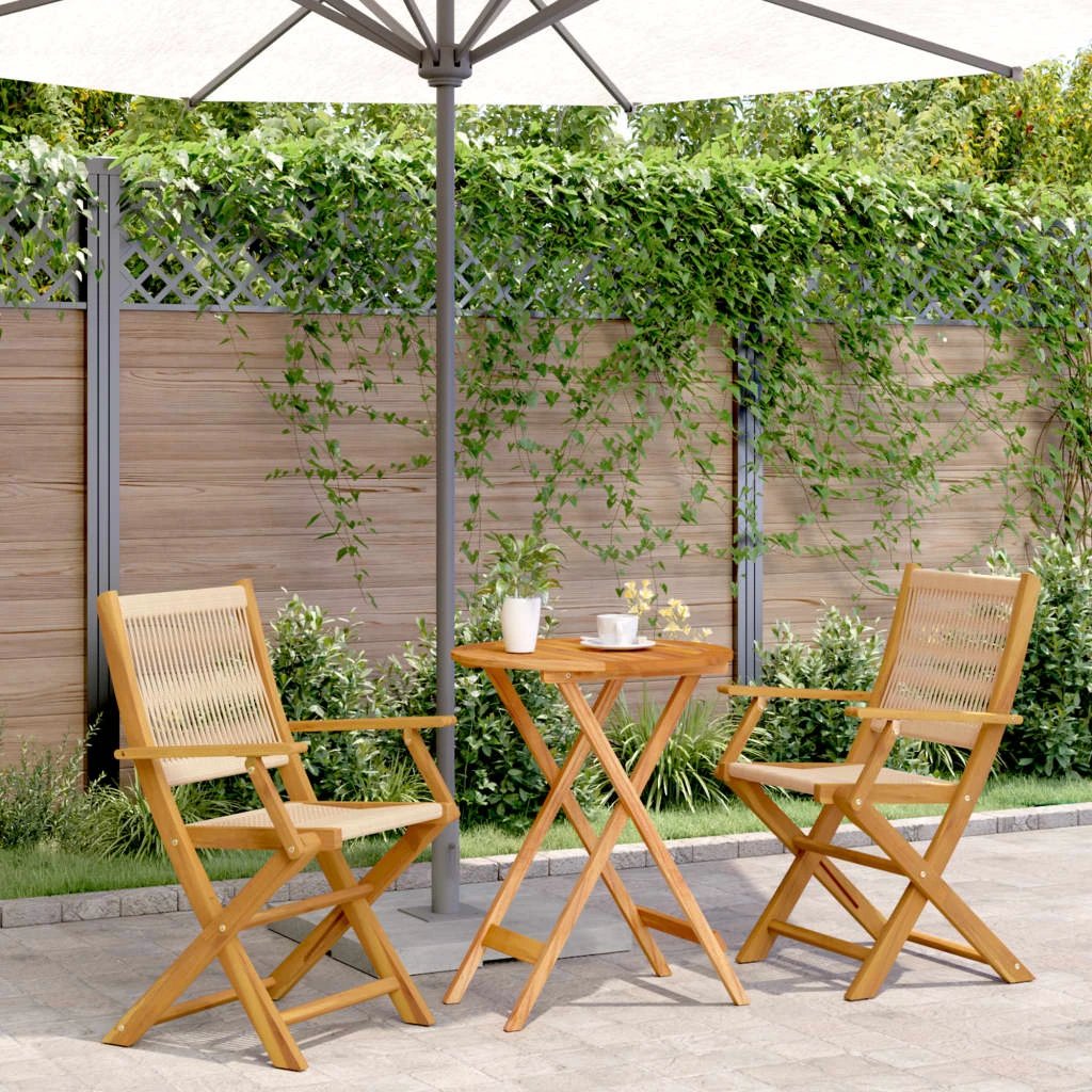 vidaXL 3 Piece Bistro Set Black Polypropylene and Solid Wood by vidaXL