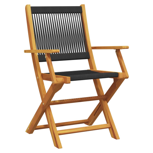 vidaXL vidaXL 3 Piece Bistro Set Black Polypropylene and Solid Wood - Bistro Sets