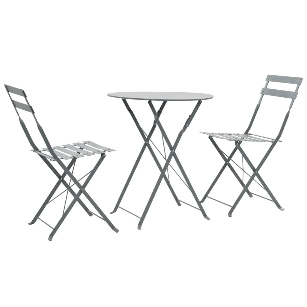vidaXL vidaXL 3 Piece Bistro Set Steel Grey - Bistro Sets