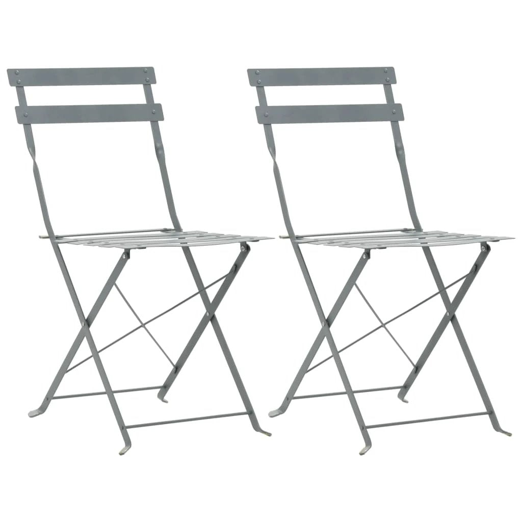 vidaXL vidaXL 3 Piece Bistro Set Steel Grey - Bistro Sets