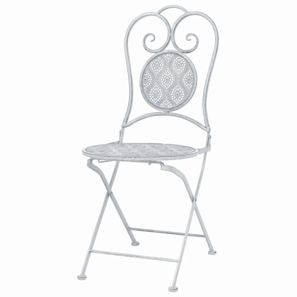 vidaXL vidaXL 3 Piece Bistro Set Steel Greyish White - Bistro Sets