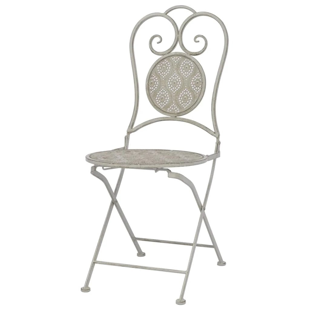 vidaXL vidaXL 3 Piece Bistro Set Steel Greyish White - Bistro Sets