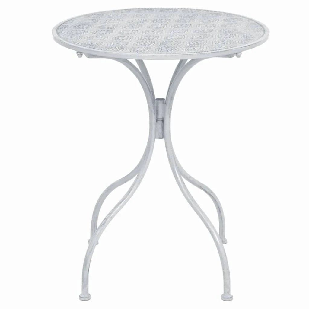 vidaXL vidaXL 3 Piece Bistro Set Steel Greyish White - Bistro Sets
