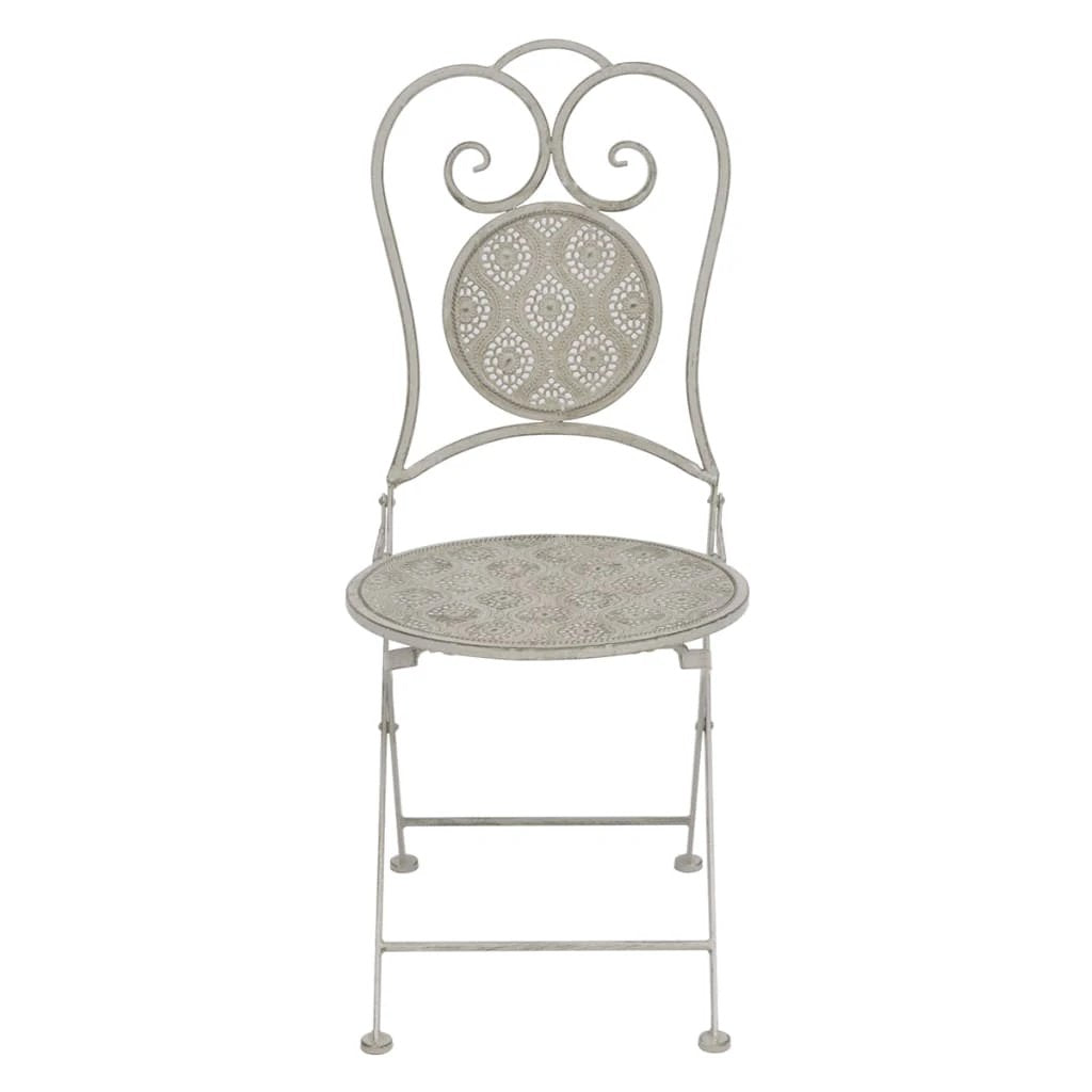 vidaXL vidaXL 3 Piece Bistro Set Steel Greyish White - Bistro Sets