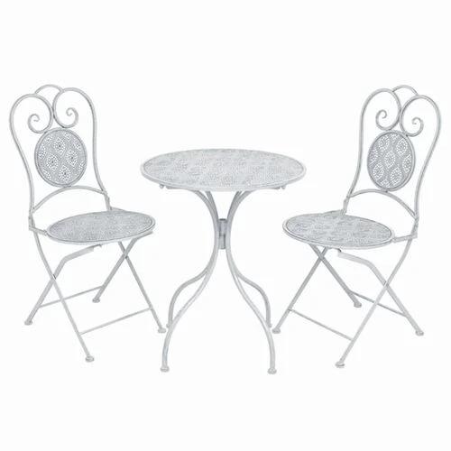 vidaXL 3 Piece Bistro Set Steel Greyish White by vidaXL
