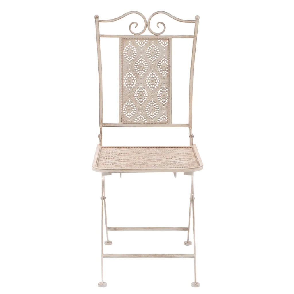 vidaXL 3 Piece Bistro Set Steel White by vidaXL