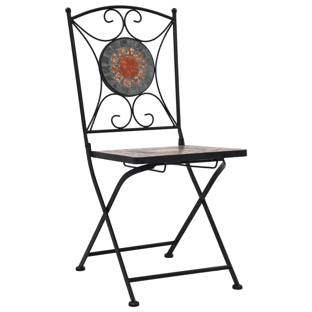vidaXL Mosaic Bistro Chairs 2 pcs Brown Ceramic - Bistro Sets