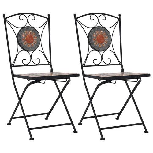 vidaXL Mosaic Bistro Chairs 2 pcs Brown Ceramic - Bistro Sets