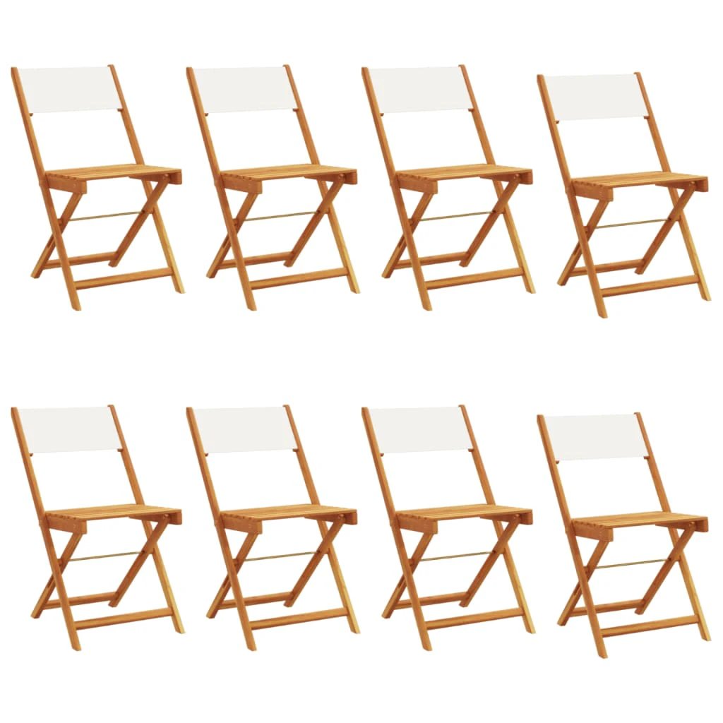 vidaXL Bistro Chairs 2 pcs Cream White Solid Wood Acacia and Fabric - Bistro Sets