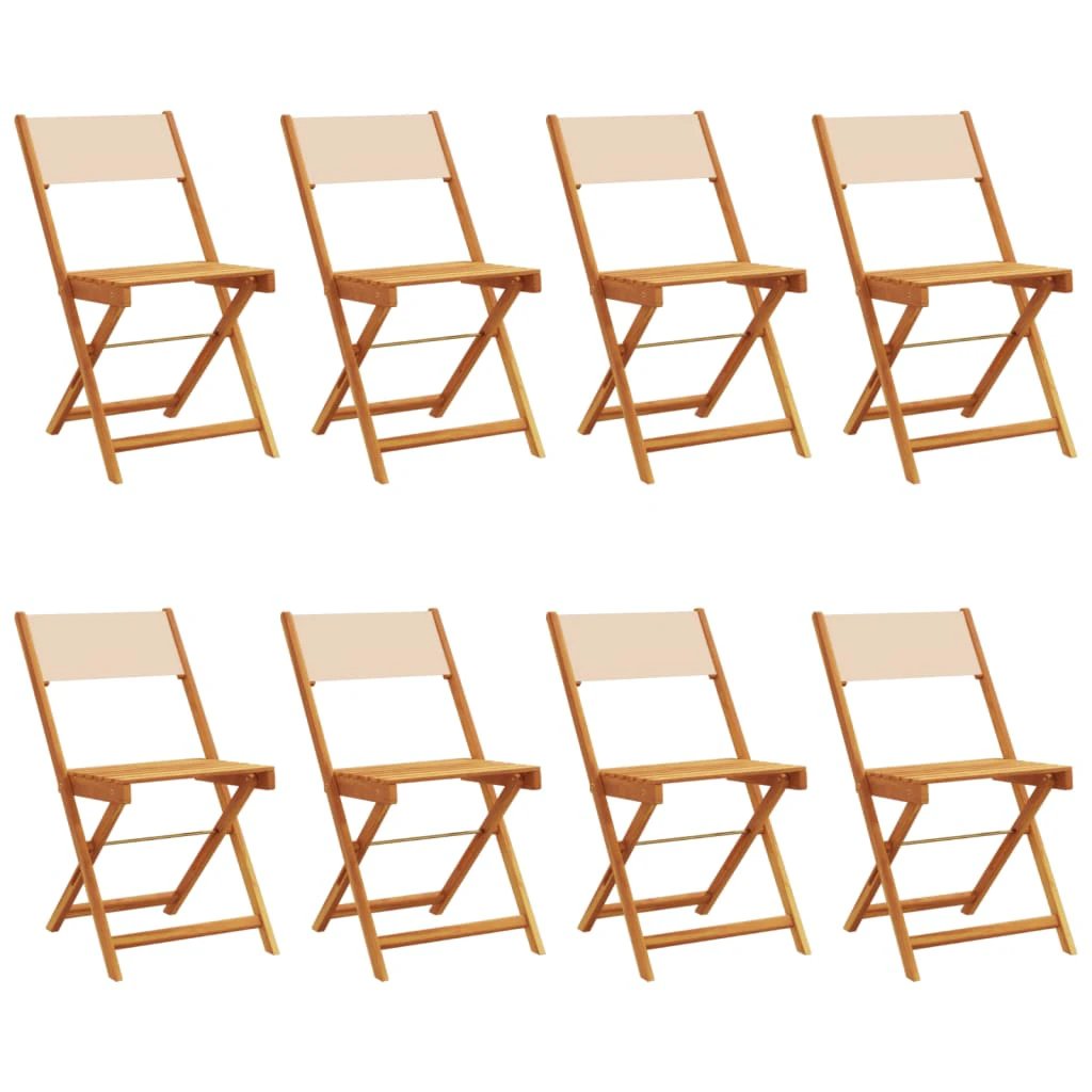 vidaXL Bistro Chairs 2 pcs Cream White Solid Wood Acacia and Fabric by vidaXL