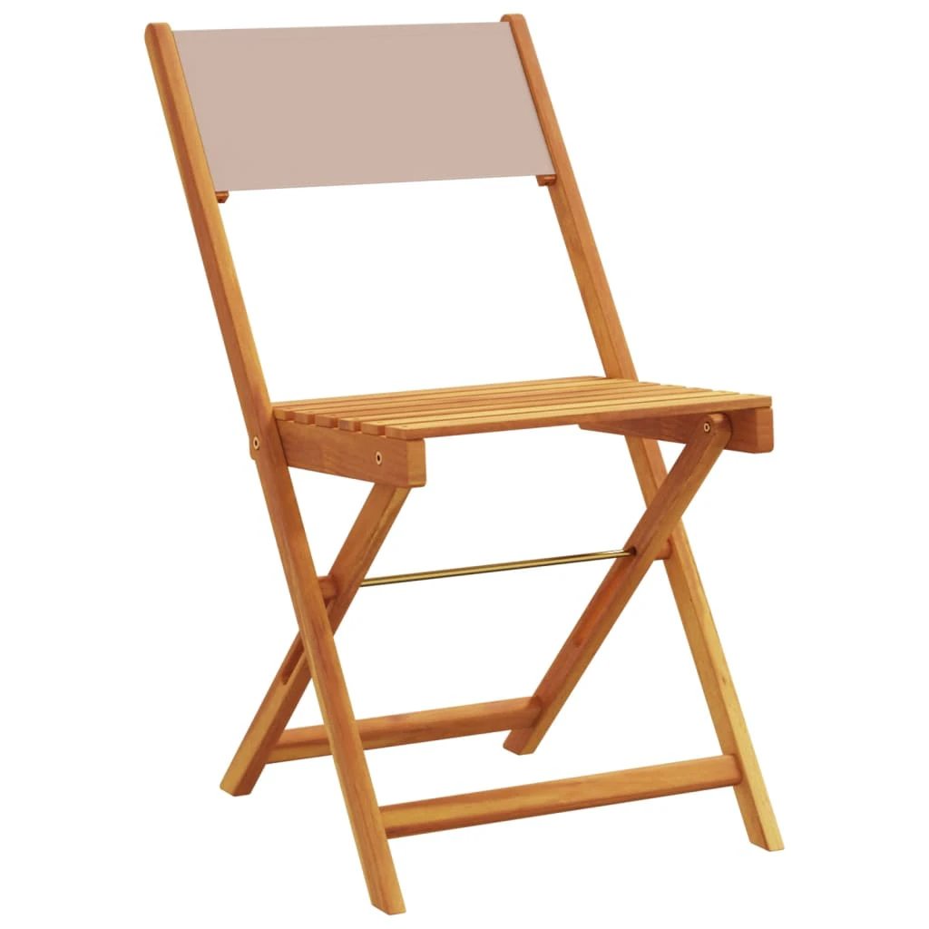 vidaXL Bistro Chairs 2 pcs Cream White Solid Wood Acacia and Fabric by vidaXL