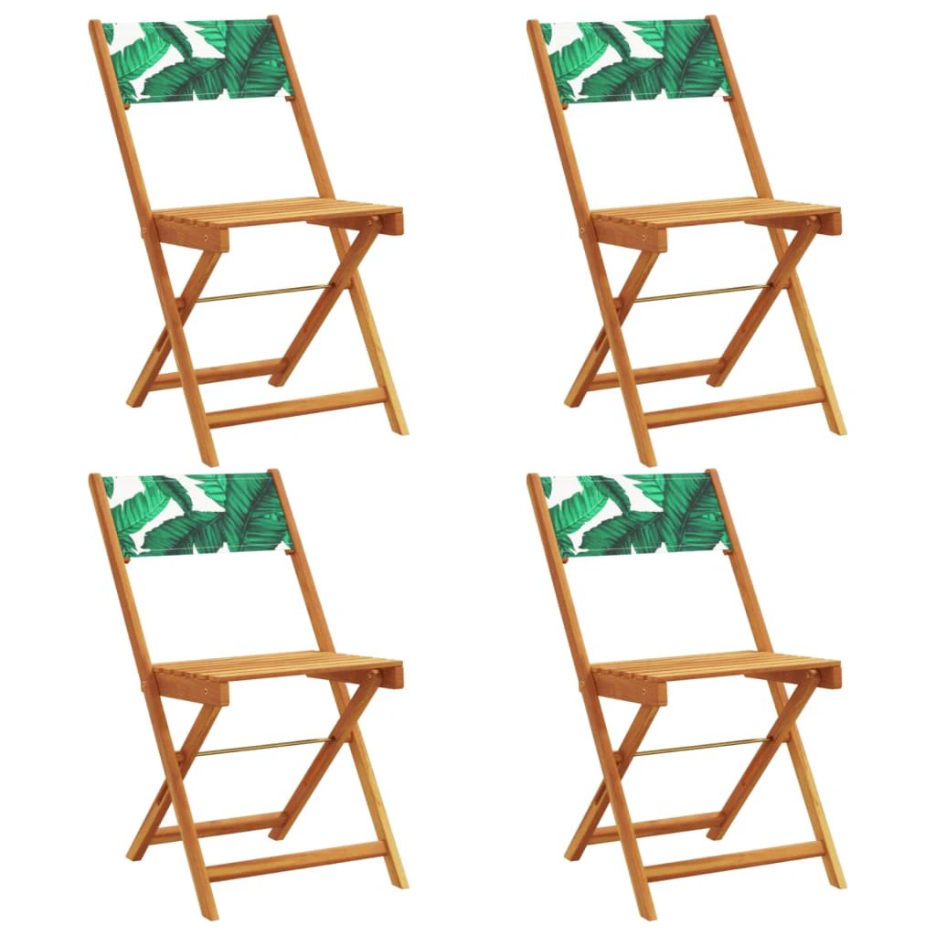 vidaXL Bistro Chairs 2 pcs Cream White Solid Wood Acacia and Fabric by vidaXL