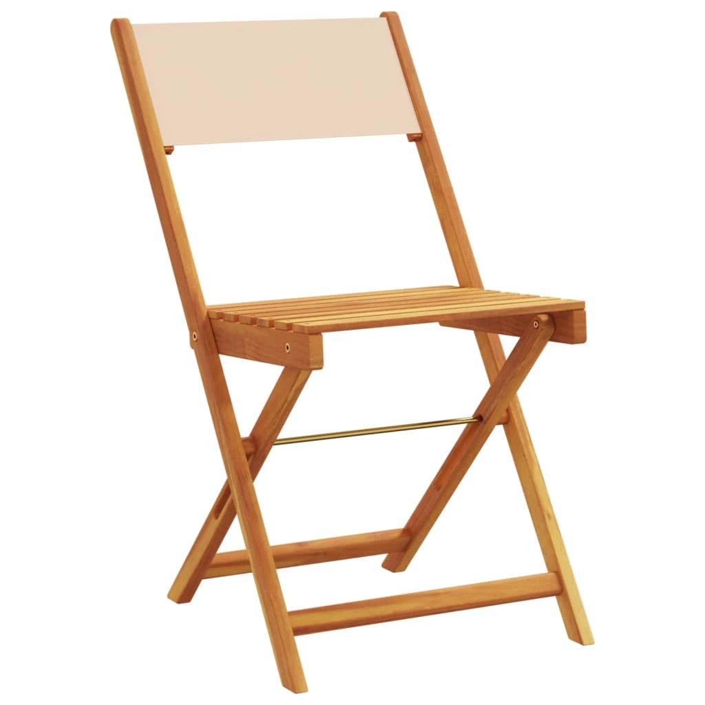 vidaXL Bistro Chairs 2 pcs Cream White Solid Wood Acacia and Fabric by vidaXL