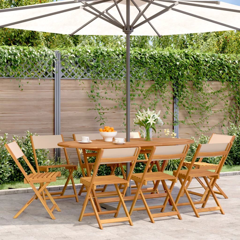 vidaXL Bistro Chairs 2 pcs Cream White Solid Wood Acacia and Fabric by vidaXL