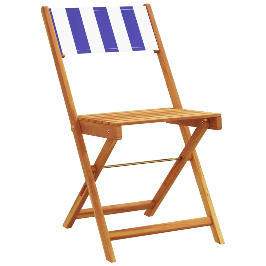 vidaXL Bistro Chairs 2 pcs Cream White Solid Wood Acacia and Fabric - Bistro Sets