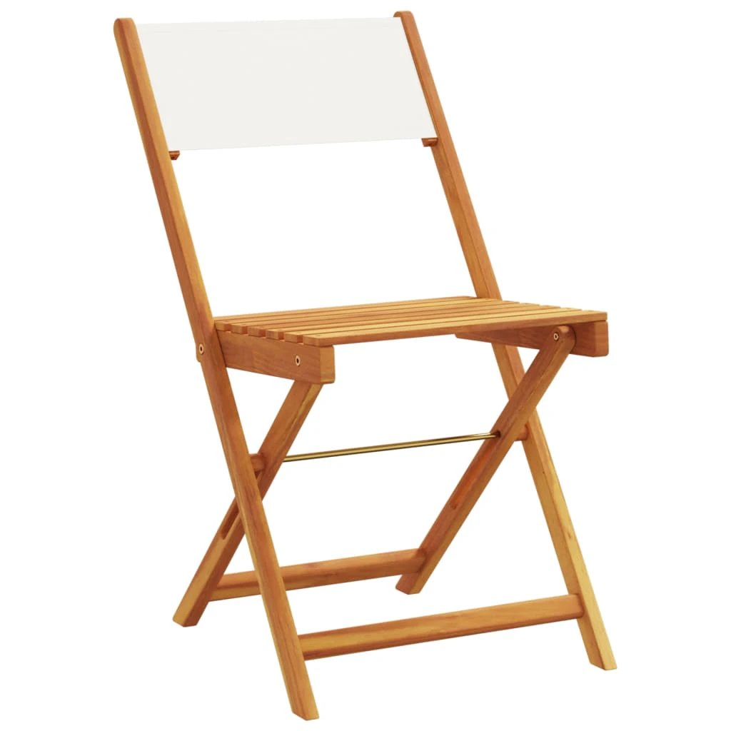 vidaXL Bistro Chairs 2 pcs Cream White Solid Wood Acacia and Fabric - Bistro Sets