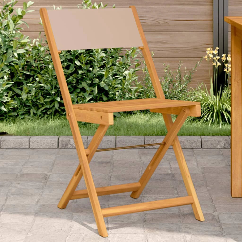 vidaXL Bistro Chairs 2 pcs Cream White Solid Wood Acacia and Fabric by vidaXL